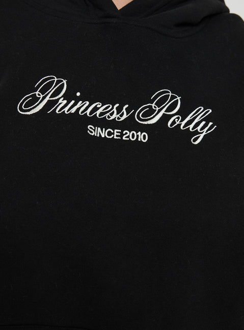product Princess Polly Princess Polly Hooded Sweatshirt Script Black / Ivory Curve 