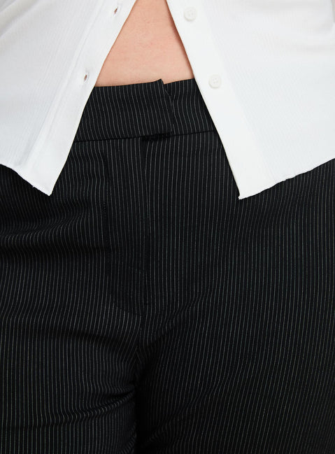 product Princess Polly Jeller Pinstripe Pants Black Curve High Waisted Pants 