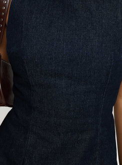 Ainsleigh Shift Denim Playsuit Dark Wash Petite