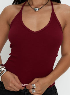 Sentiment V Neck Cami Top Burgundy