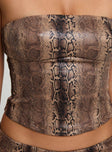 Kinniya Strapless Top Brown Multi