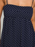 Ortega Mini Dress Navy Polka