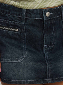 product Princess Polly Lafina Zip Mini Skort Dark Wash Denim High Waisted Shorts 