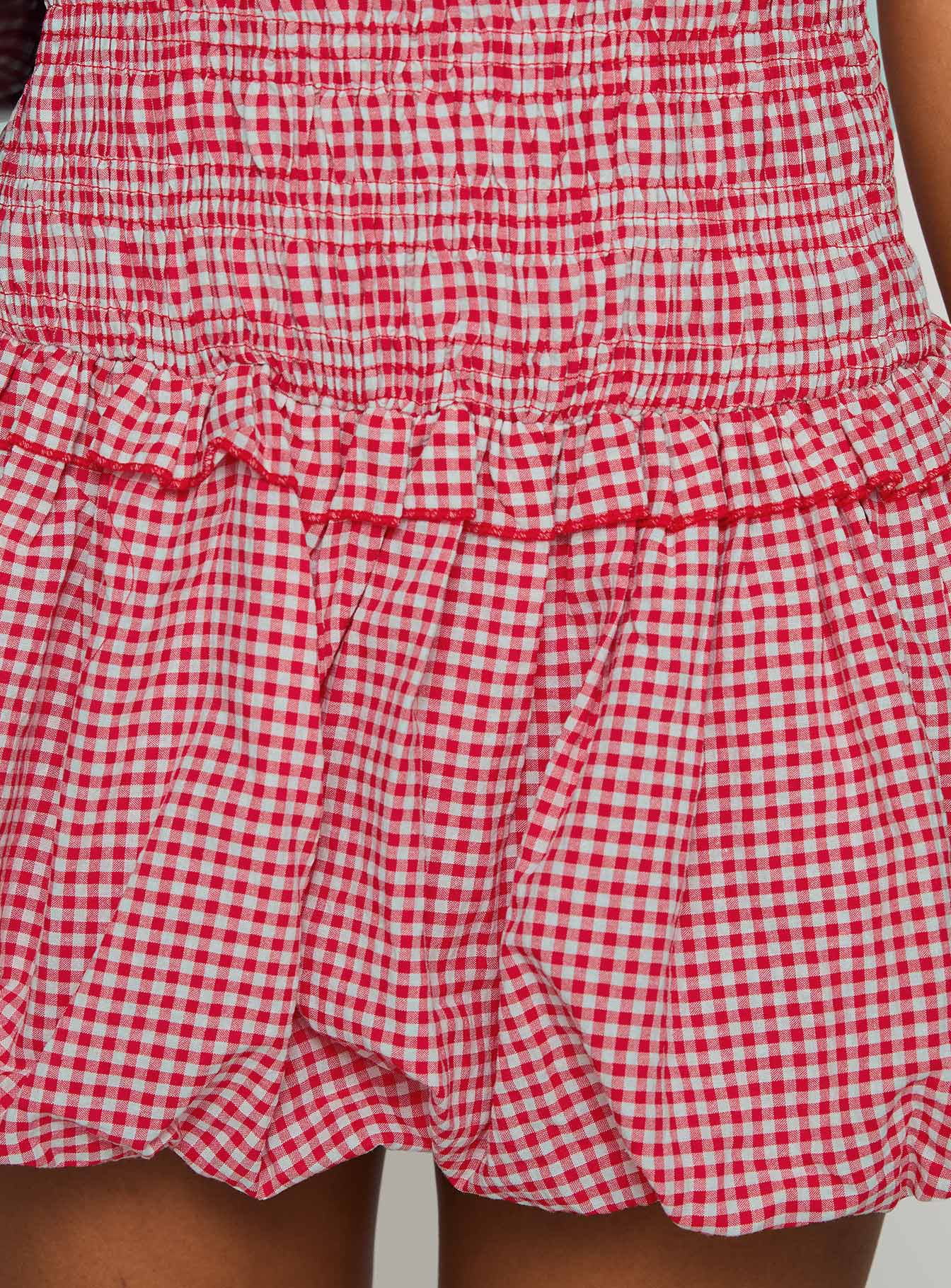 product Princess Polly Radiostar Shirred Mini Dress Red Crew Neck 