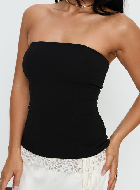 Loreto Strapless Tie Back Top Black