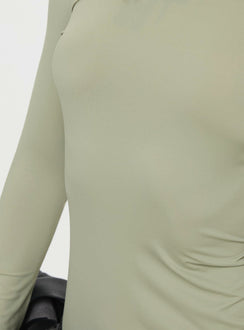 product Princess Polly Rain Fire Long Sleeve Maxi Dress Sage Boat Neck 