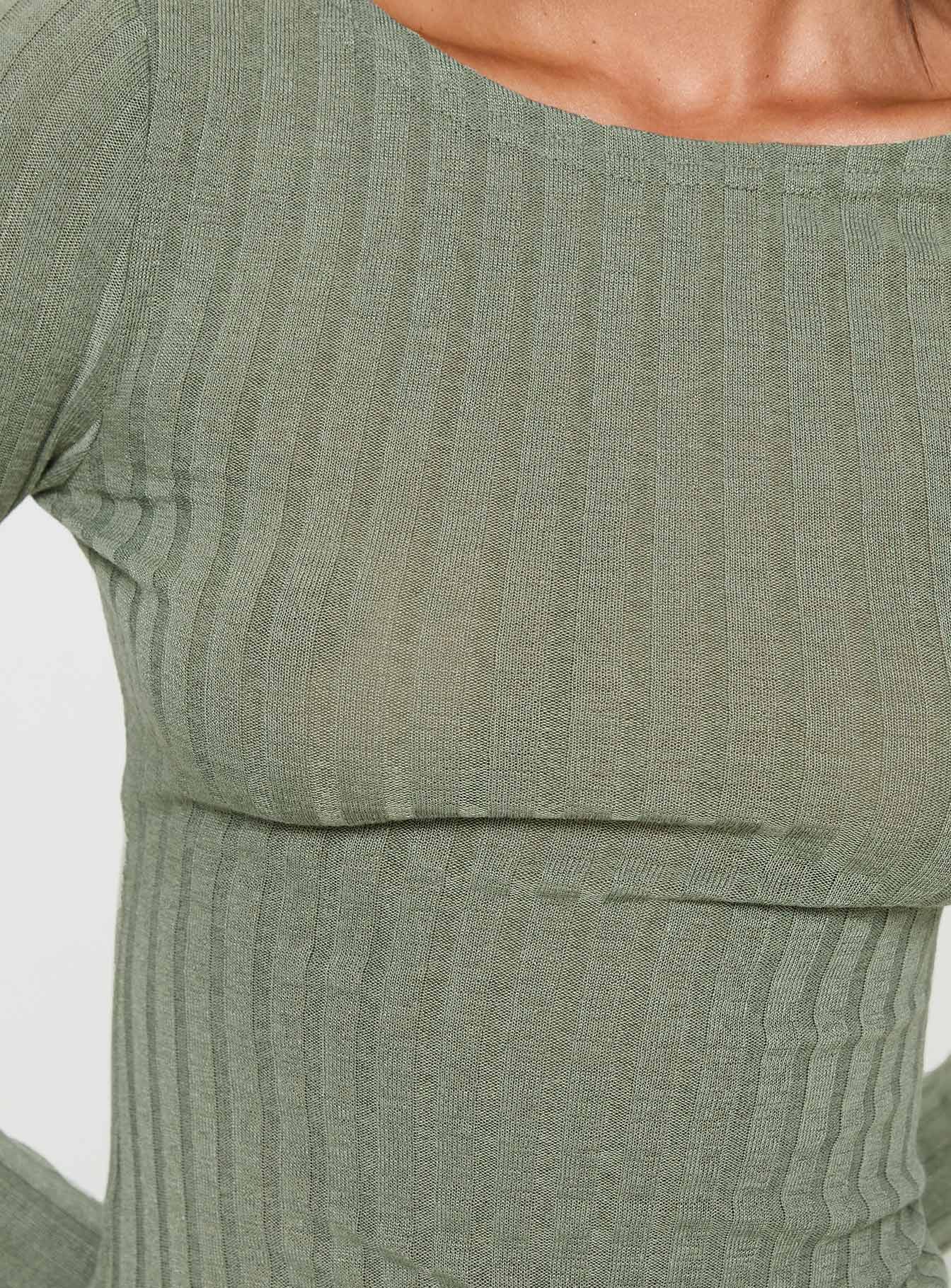 product Princess Polly Sink In Long Sleeve Top Green Full Sleeves Boat Neck 