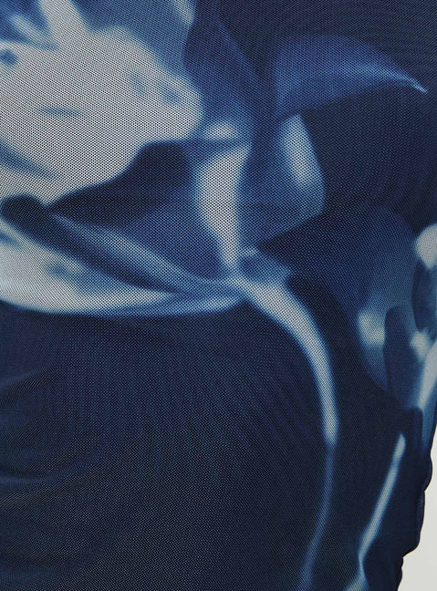 back view of model wearing Princess Polly Raldor Long Sleeve Top Navy Full Sleeves Crew Neck 