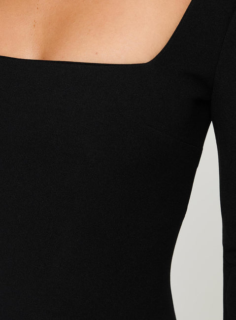 product Princess Polly Karina Long Sleeve Mini Dress Black Square Neck 