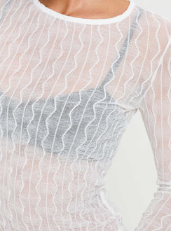 back view of model wearing Princess Polly Macgraw Long Sleeve Top White Full Sleeves Crew Neck 