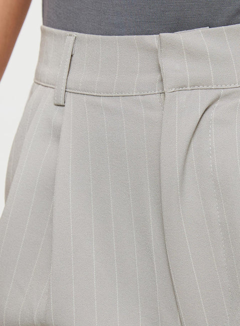 product Princess Polly Seize The Day Shorts Charcoal Pinstripe High Waisted Shorts 