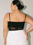 back view of model wearing Princess Polly Cartia Bodysuit Curve Sleeveless Square Neck 