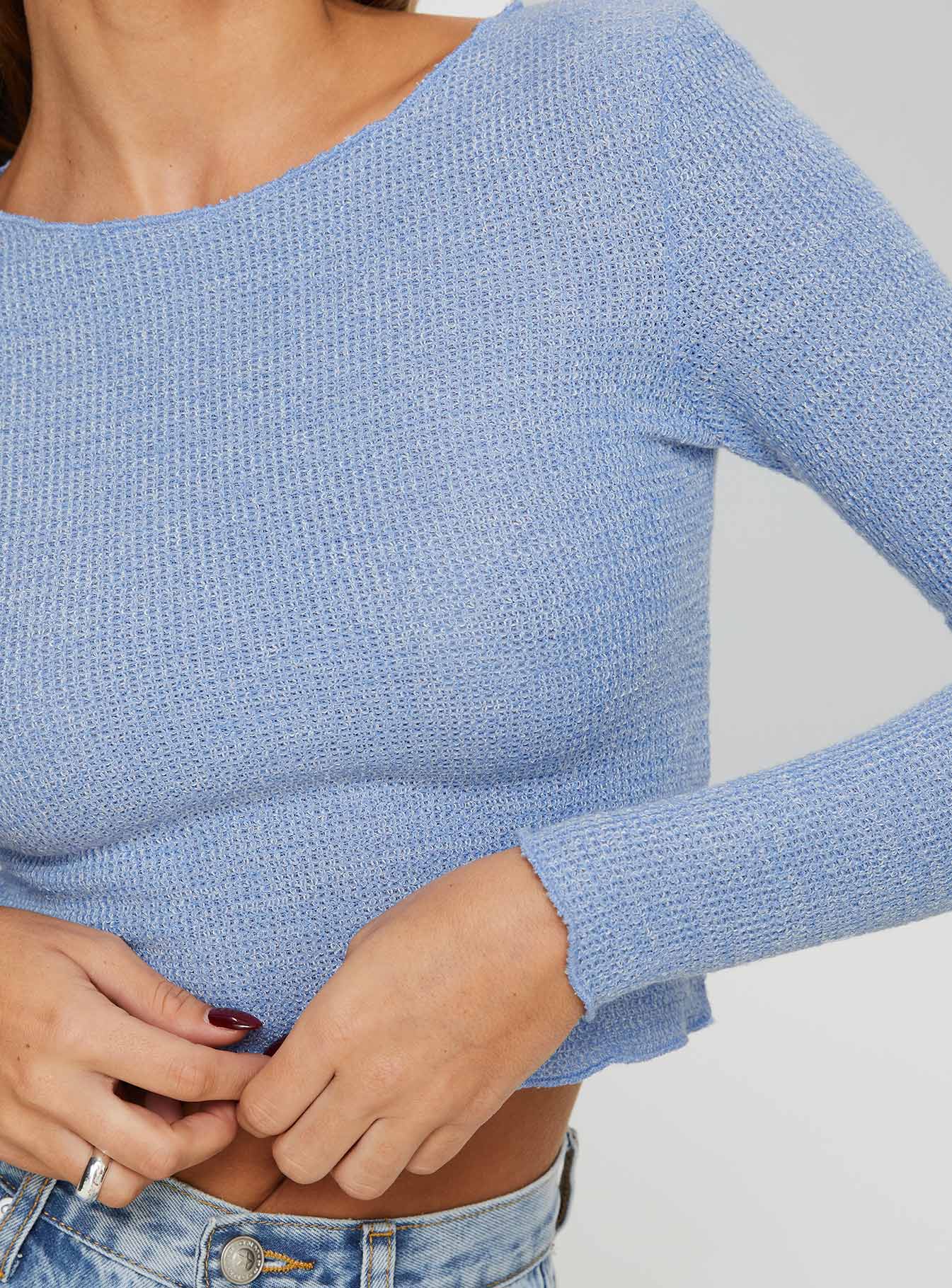 product Princess Polly Monrow Long Sleeve Top Blue Full Sleeves Boat Neck 