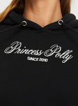 Princess Polly Hooded Sweatshirt Script Black / Ivory Princess Polly  regular 
