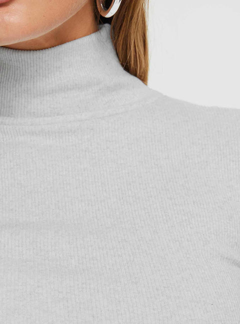 product Princess Polly Orrico Long Sleeve Top Grey Full Sleeves High Neck 