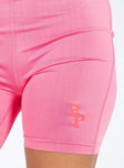 Princess Polly Bike Shorts Squiggle Text Pink / Red Princess Polly mid-rise 