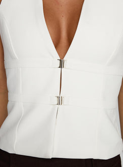 product Princess Polly Aristos Halter Top White Sleeveless Plunger 