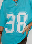 98 Sports Graphic Top Blue