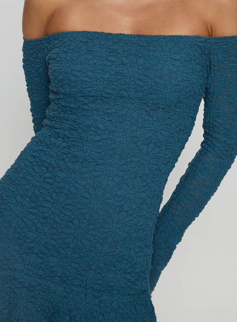 Vancesca Off Shoulder Long Sleeve Mini Dress Navy