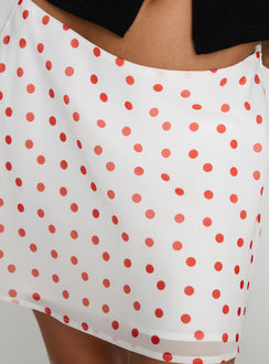 product Princess Polly Dapple Bias Mini Skirt White / Red Polka Mini Skirts 
