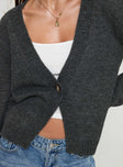 front view of model wearing Princess Polly Larkins Cardigan Grey 