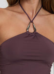 product Princess Polly Final Tango Halter Top Plum Sleeveless V-Neck 