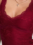 product Princess Polly Far Away Top Burgundy Sleeveless V-Neck 