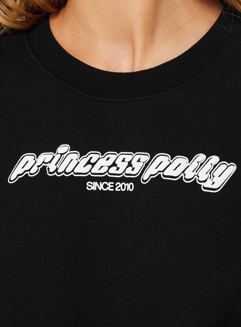 Princess Polly Crew Neck Sweatshirt Stripe Black / White Princess Polly  regular 