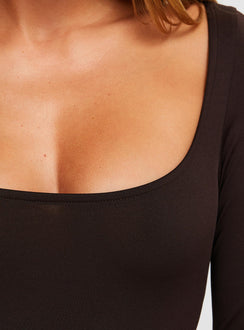 product Princess Polly Ellery Bodysuit Brown Tall Full Sleeves 