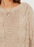 Ellison Cable Knit Sweater Beige Princess Polly  Long 