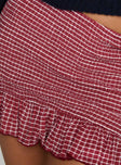 Growing Up Frill Detail Mini Skirt Red Check