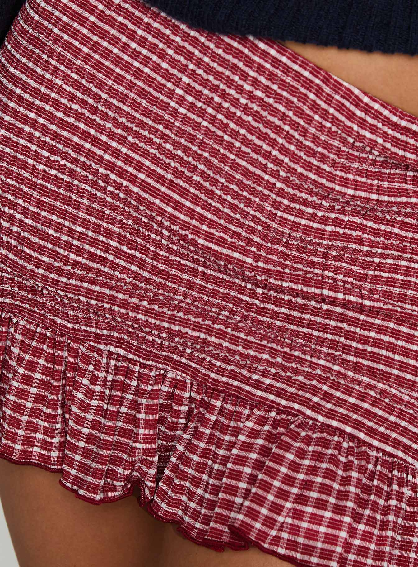 product Princess Polly Growing Up Frill Detail Mini Skirt Red Check Mini Skirts 