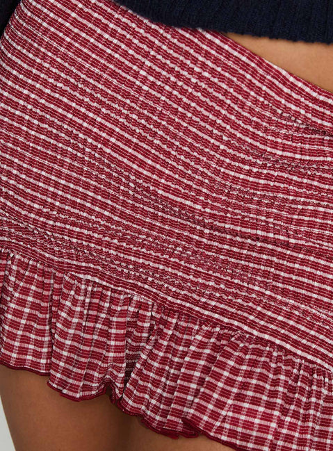 product Princess Polly Growing Up Frill Detail Mini Skirt Red Check Mini Skirts 