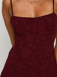 South Of France Mini Dress Burgundy