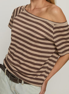 Icon Baby Off Shoulder Top Brown Stripe