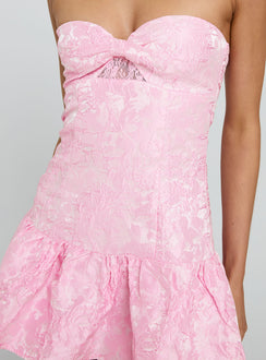 Aubriana Strapless Mini Dress Pink Jacquard