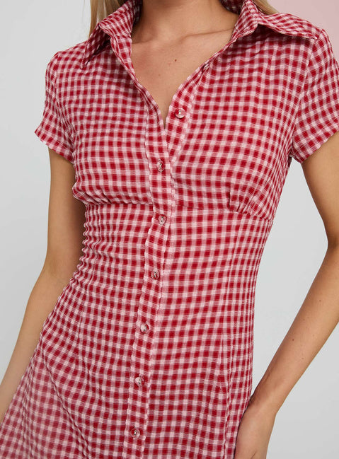 Motley Mini Dress Red Check