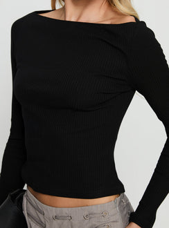 Tashana Long Sleeve Boat Neck Top Black