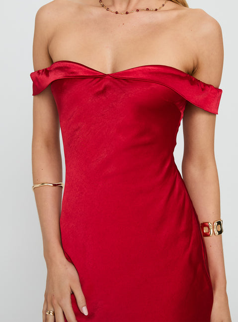 Alizae Off Shoulder Mini Dress Red