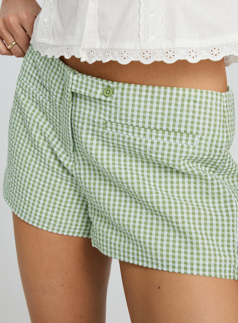 Hot Commodity Micro Shorts Green Check