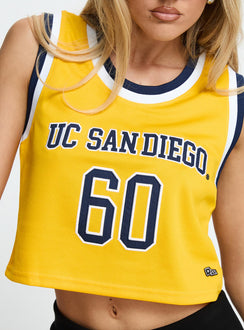 UC San Diego Cropped Basketball Jersey Tank Yellow