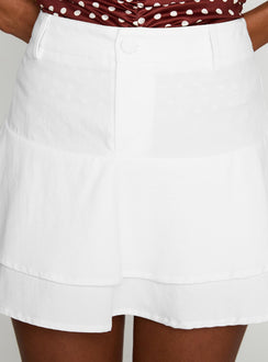   front view of model wearing Princess Polly Boderek Mini Skirt White Mini Skirts 