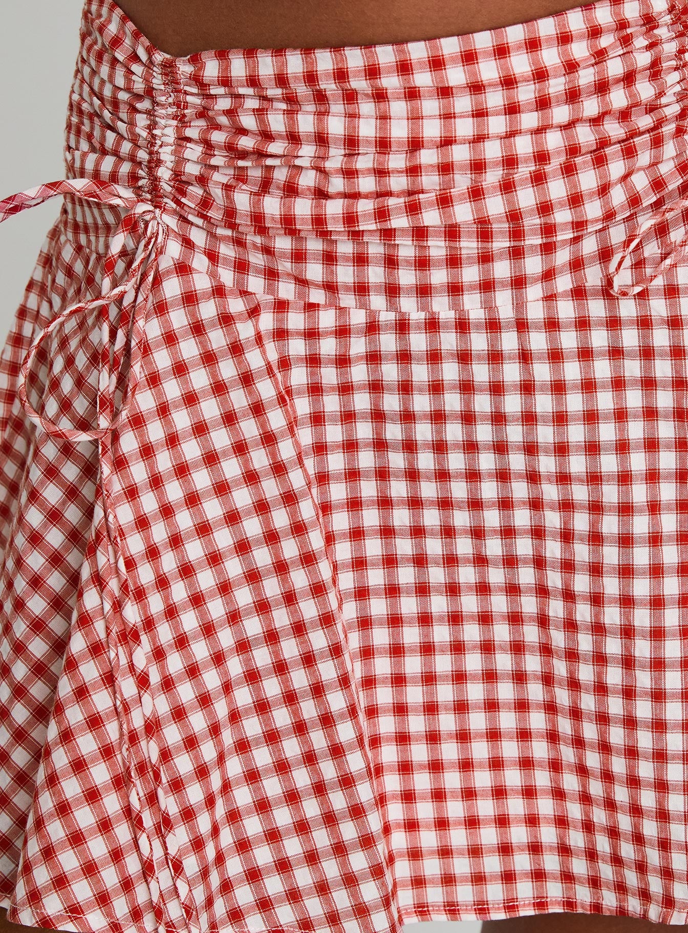 product Princess Polly Sweet Verona Ruched Mini Skirt Red Check Mini Skirts 
