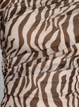 Isolda Long Sleeve Top Brown Zebra