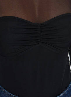 product Princess Polly Delanee Mesh Detail Long Sleeve Bodysuit Black Full Sleeves 