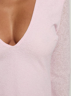 Joya Langärmeliges Mini-Kleid mit tiefem Ausschnitt, Rosa