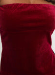 Janece Strapless Velvet Top Red