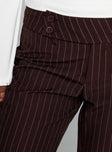 Kinkirk Flared Pants Brown Pinstripe