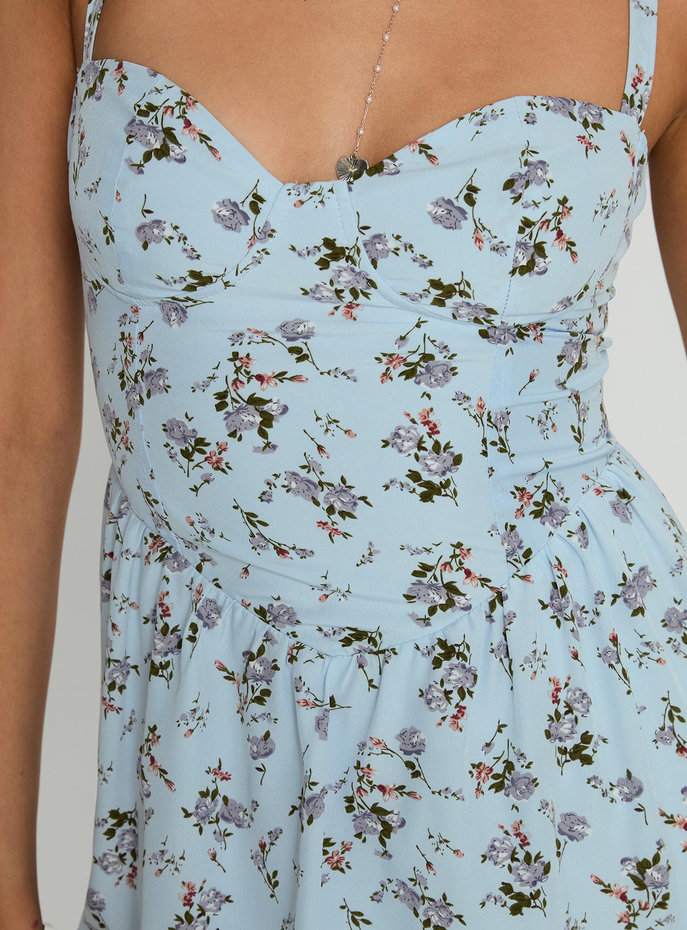 product Princess Polly Izebella Maxi Dress Blue Floral Sweetheart Neckline 