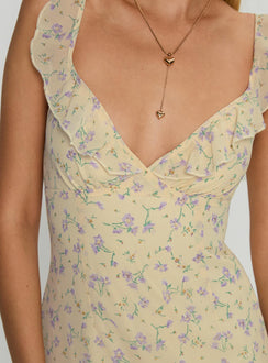 back view of model wearing Princess Polly Jayne Frill Maxi Dress Multi Plunger 